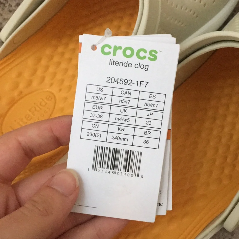 Crocs Beige / White / and Orange LiteRide Clogs - Picture 6 of 15